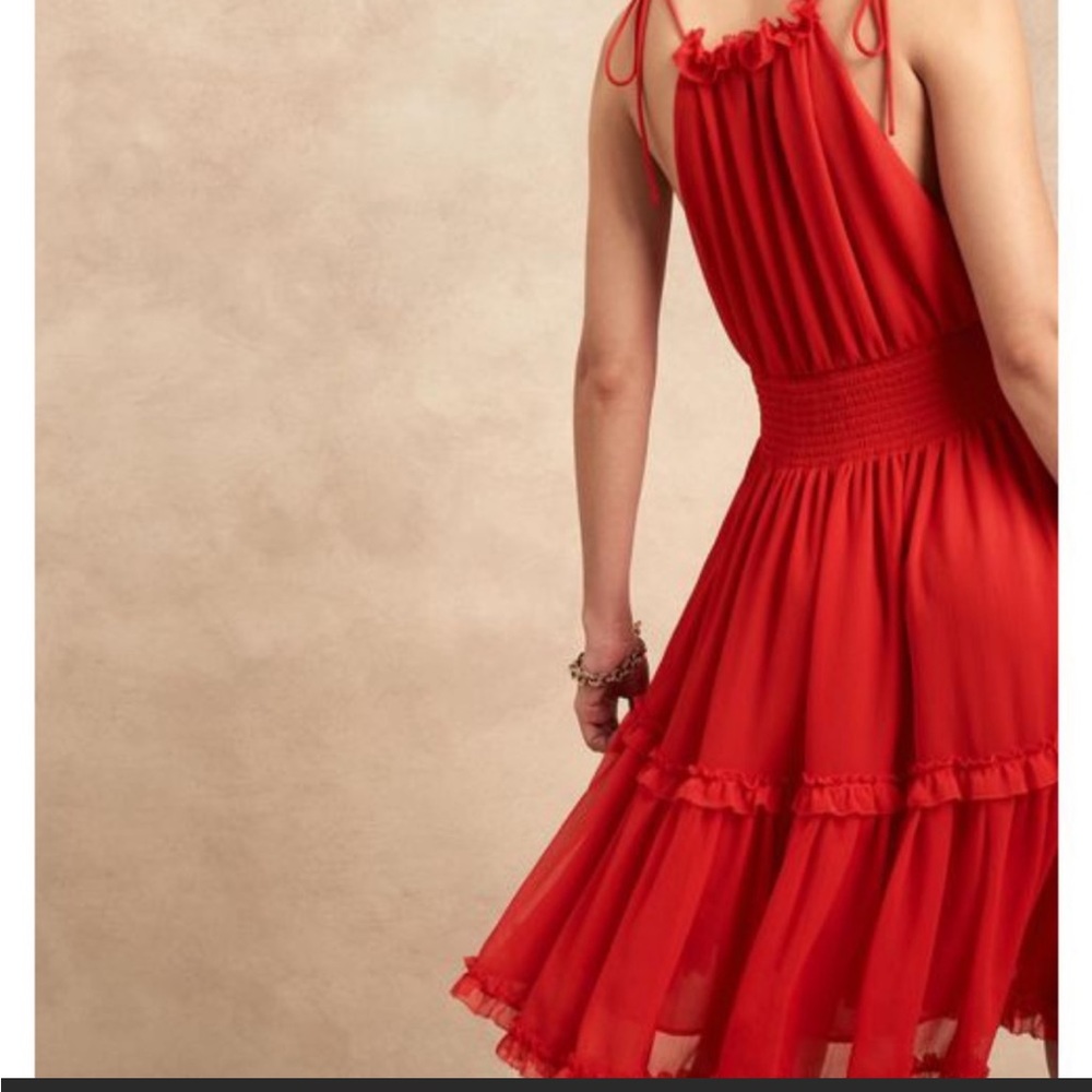 Banana republic red smocked dress - s